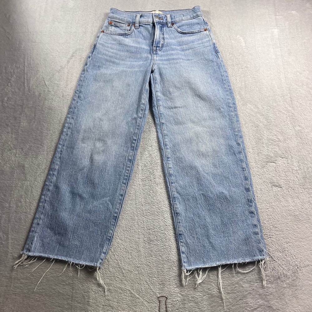 Madewell The Perfect Vintage Wide-Leg Crop Jean Light Wash Denim 25P Raw Hem